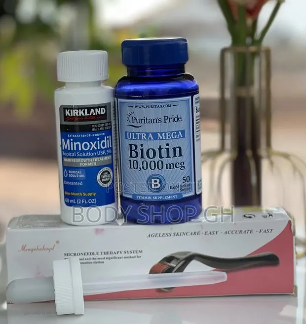 Kirkland Minoxidil + Derma Roller + Biotin Hair Regrowth Set · Photo 1