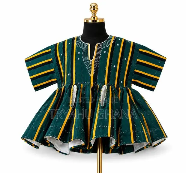 Green and Yellow Men's Smock- Fugu for Sale at Tryahu · Photo 1