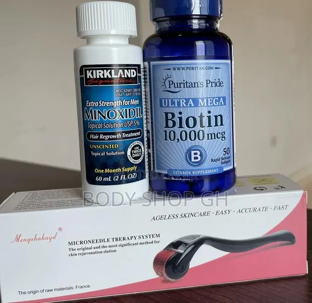 Kirkland Minoxidil + Biotin +Derma Roller Hair Regrowth Pack · Photo 1