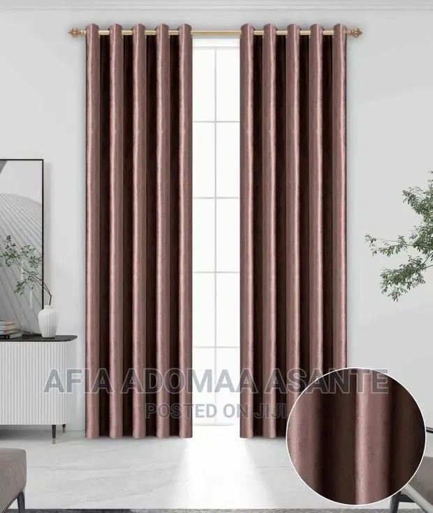 2 Pieces Black Out Plain Colour Quality Window Curtain · Photo 1