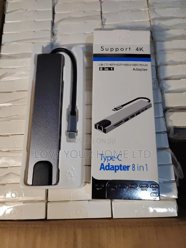 8-in-1 Type-C Hub Adapter — HDMI + Ethernet + USB 3.0 + SD/TF + PD · Photo 1