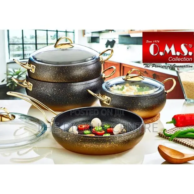 OMS Non-Stick Granite Cookware Set – Black Gold – 7-Piece UK · Photo 1