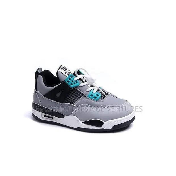 Good Quality Kids’ Jordan 4-Inspired Sneakers – Grey/Black · Photo 1