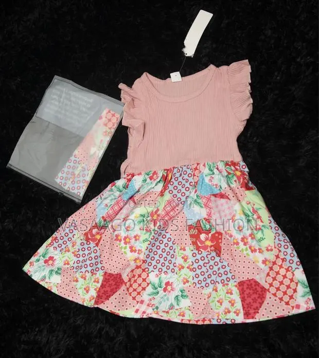 Pink Patchwork Pattern Dress for 1yr -4yrs Baby Girl · Photo 1