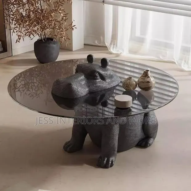 Hippo Coffee Table, Round Tempered Glass Coffee Table · Photo 1