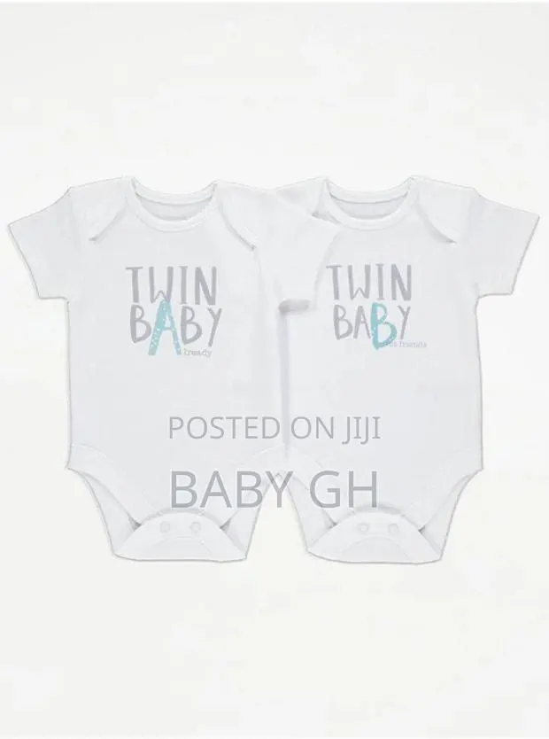 White Twin Baby Bodysuits 2 Pack · Photo 1