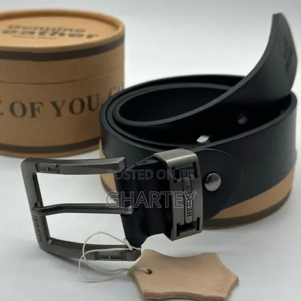 Genuine Men’S Leather Casual Belt, Black · Photo 1