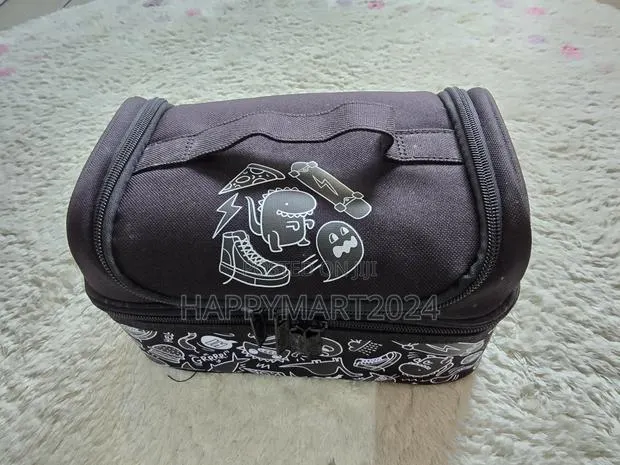 Smiggle Black Dino Skate Doodle Double Decker Kids Insulated Lunch Box · Photo 1