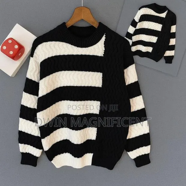 Striped Crewneck Sweater With a Textured Knit · Photo 1