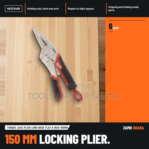 Torque Lock Plier Long Nose Flat 6 Inch 150Mm - · Photo 1