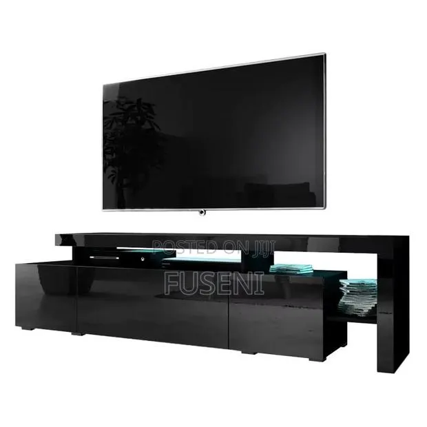 LED TV Stand for 75 Inch, With 3 Cabinets. For Living Room - Black · Photo 1