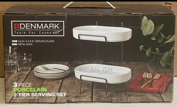 Denmark Tools for Cooks 3pc Porcelain 2-Tier Serving Set · Photo 1