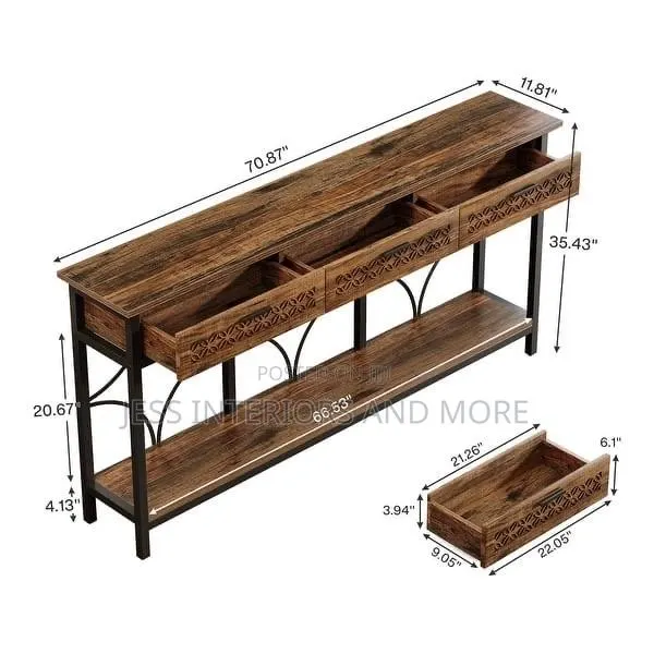 Console Table With 3 Drawers and Storage Shelf · Photo 2
