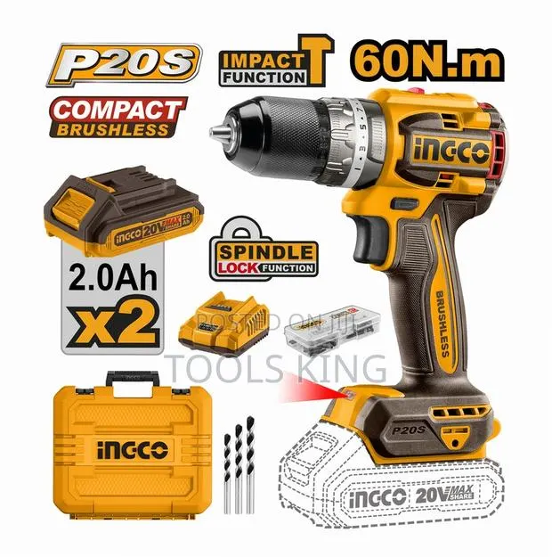 Lithiumion Compact Brushless Impact Drill 20v 2 Battery - Cidli20602 · Photo 1