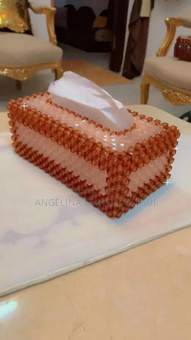 Luxury Handcrafted Beaded Tissue Box Holder / Cover · Photo 1