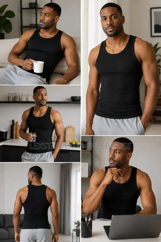 Men's Singlet - Black, Blue Grey · Photo 1