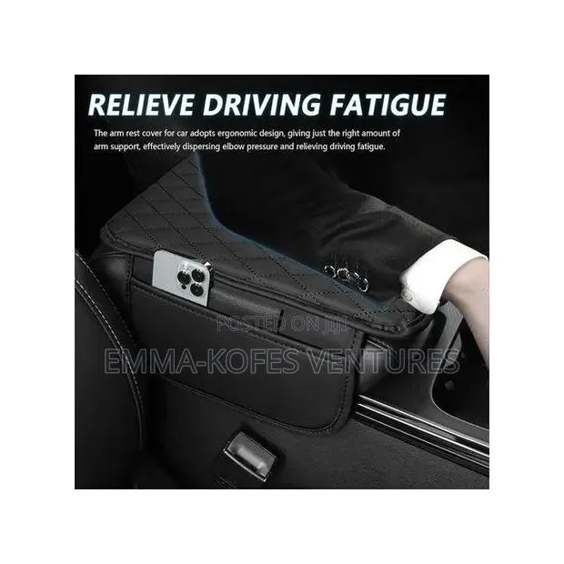 Universal Car Armrest Mat, Center Console Mat - Black · Photo 1