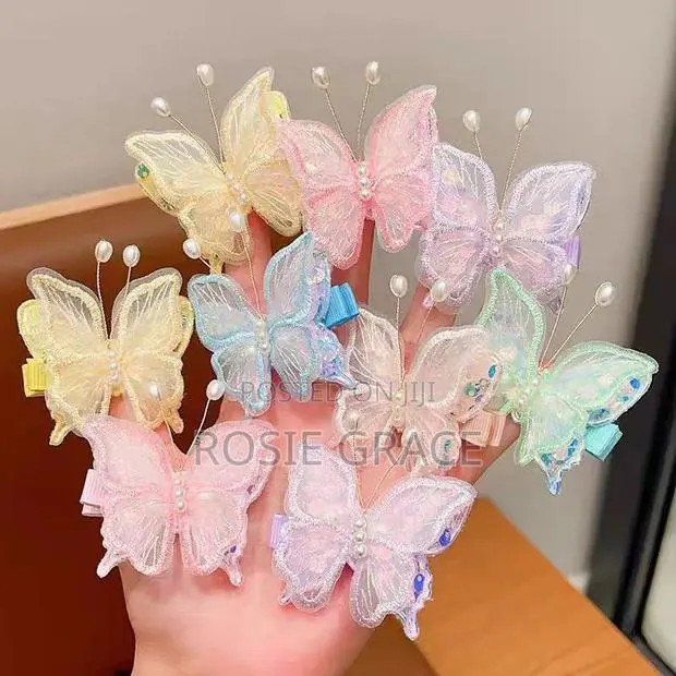 2 Butterfly Hair Clips for Kids