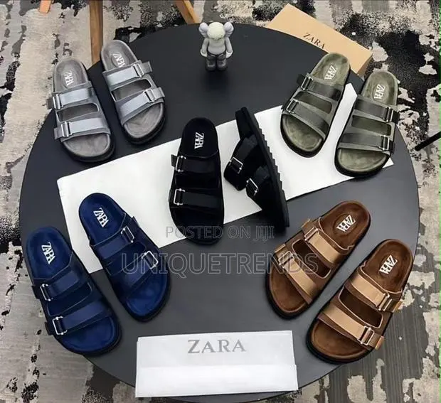 Zara Double Buckle Slides (Suede) · Photo 1