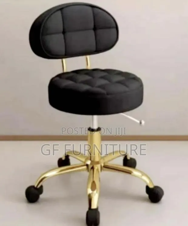 Professional Gold Black Rolling Salon Stool · Photo 1