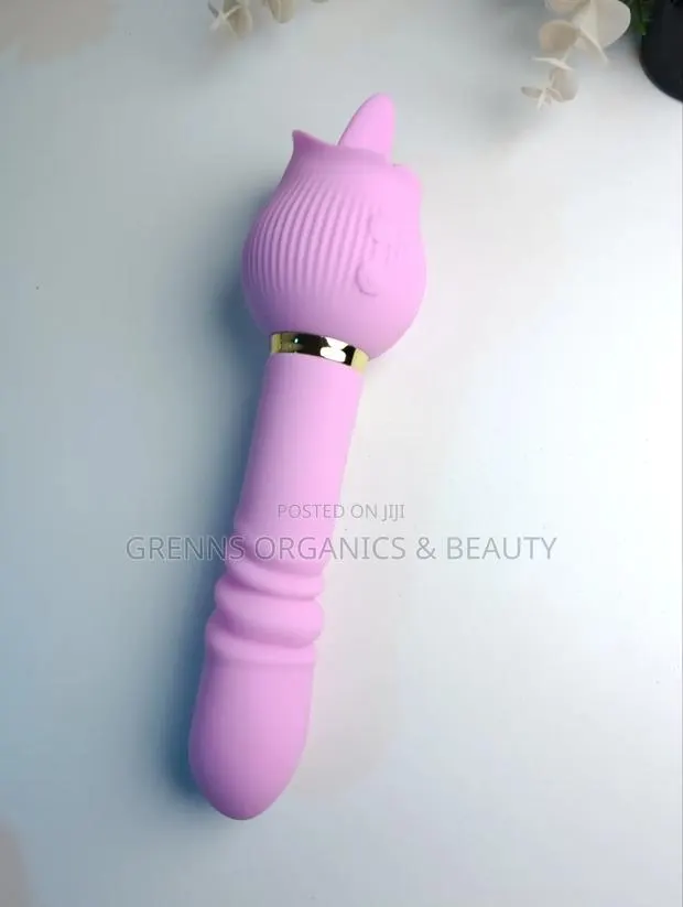 2in1 Rose Tongue Licking Dildo Vibrator G-Spot USB Pink · Photo 1