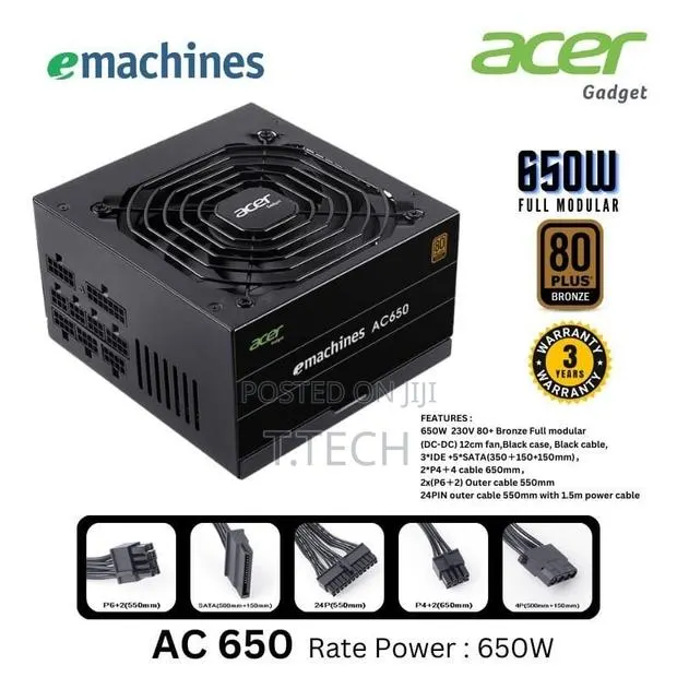Acer 650W Full Modular Power Supply (PSU) · Photo 1
