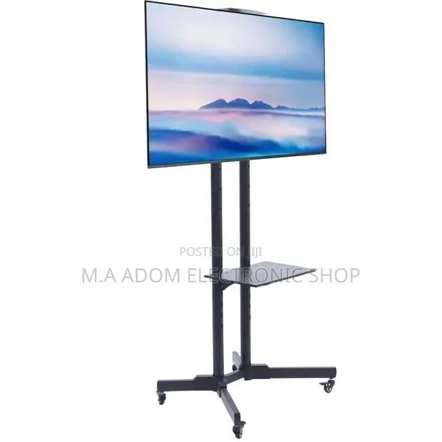 Black Rolling Tv Stand on Wheels 32”-70” · Photo 1