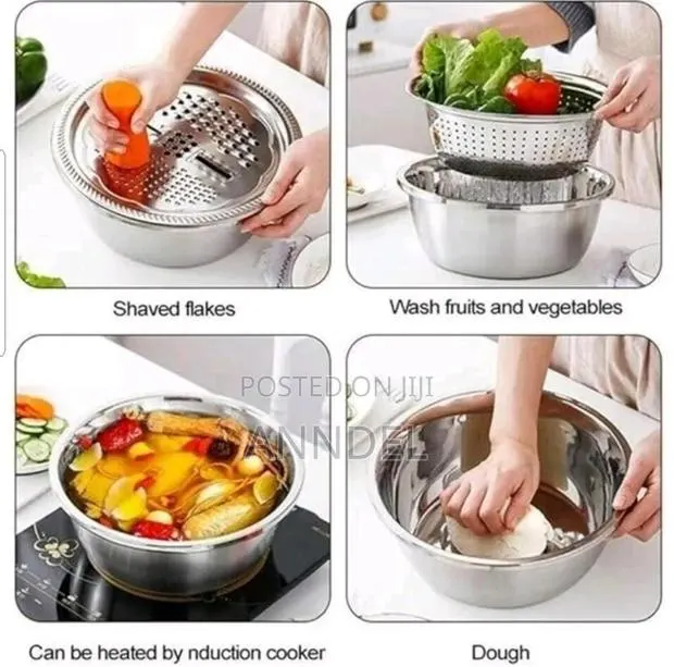 3pcs Stainless Steel Bowl With Greater · Photo 1