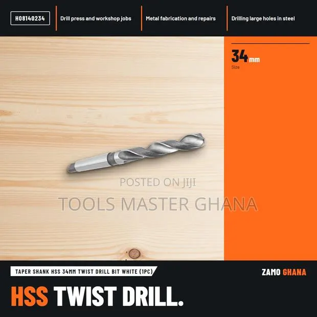 Taper Shank HSS 34Mm Twist Drill Bit White (1Pc) - H · Photo 1