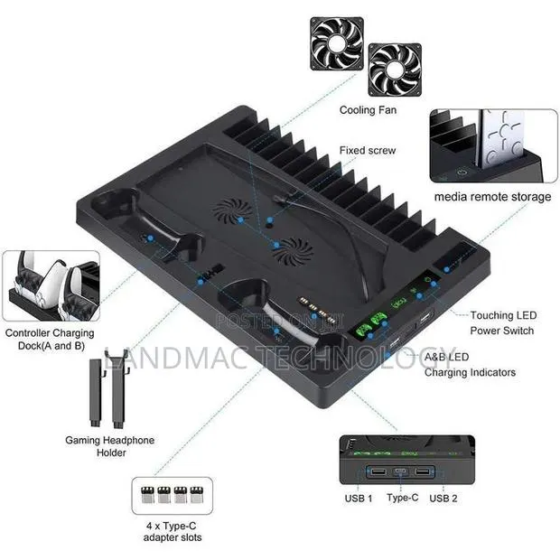 Ps5 Console Cooling Vertical Stand With Dual Controller Ports · Photo 5