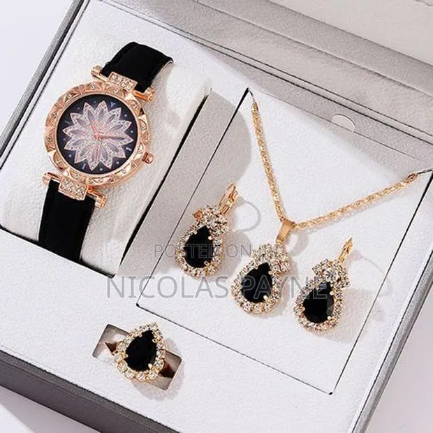 Elegant Ladies Quartz Watch Necklace Earrings Ring Set · Photo 1