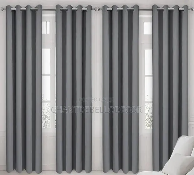 4pcs Elegant Quality Light Grey Blackout Curtains ( 600ghc ) No Rod · Photo 1