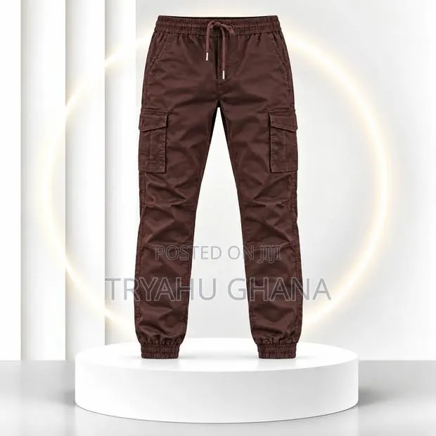 TRYAHU Premium Chocolate-Brown Cargo Joggers for Sale · Photo 1