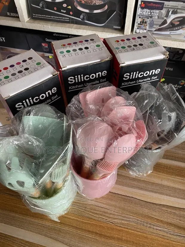 Heat Resistant Silicone Cooking Spoons Set 12pcs ,Wooden Handle · Photo 1