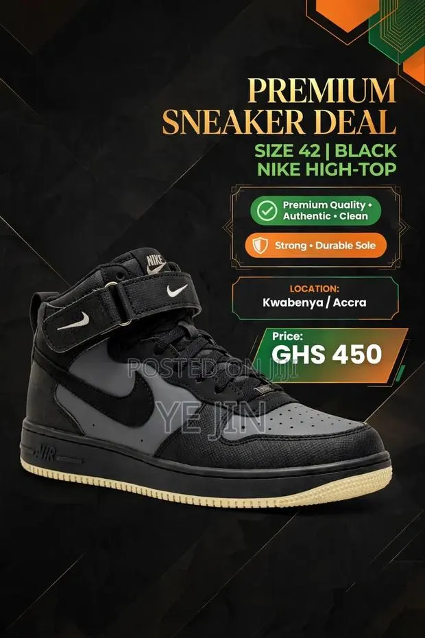 Nike High-Top Sneakers
Size 42-Black
GHS 450 · Photo 1