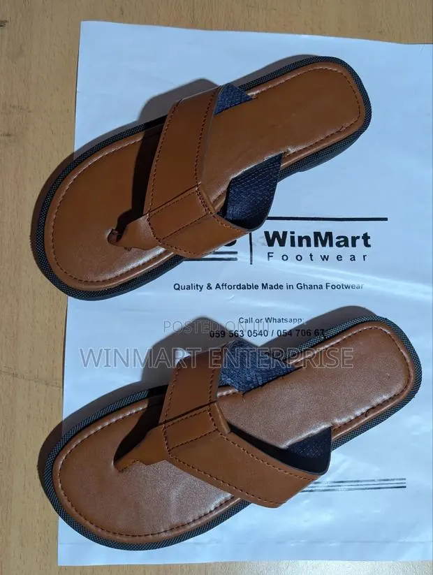 Ghana Made Brown Slippers · Photo 1