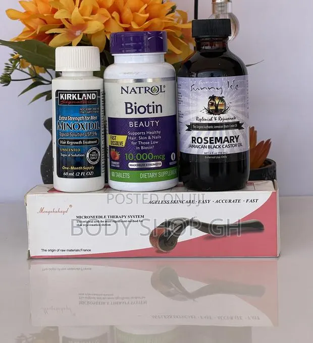 Kirkland Minoxidil + Natrol Biotin +Rosemary Oil +Derma Roll · Photo 1