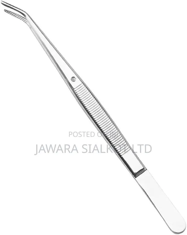 Dental Tweezers With Curved Serrated Tip Multipurpose · Photo 1