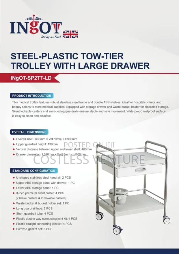 Ingot Steel-Plastic 2-Step Trolley With Large Drawer · Photo 1