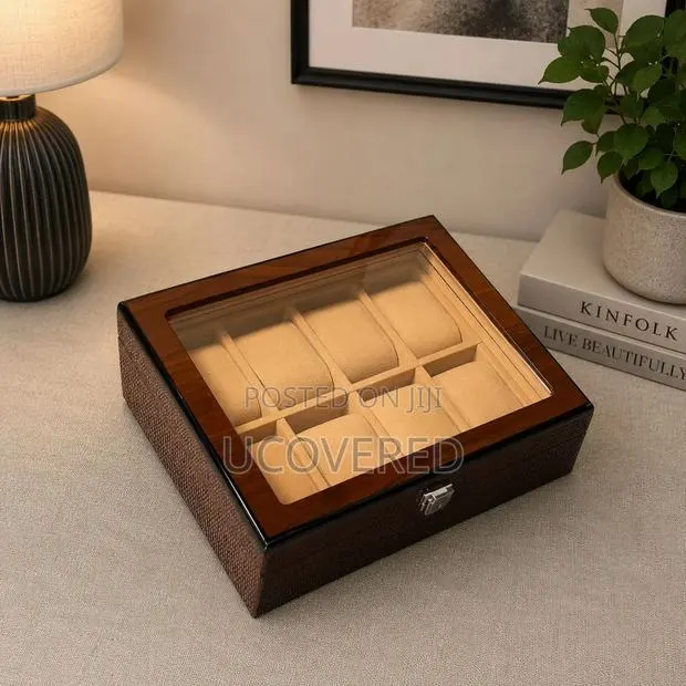 Dark Brown, Wooden Watch Organizer Featuring 8 Slots · Photo 1