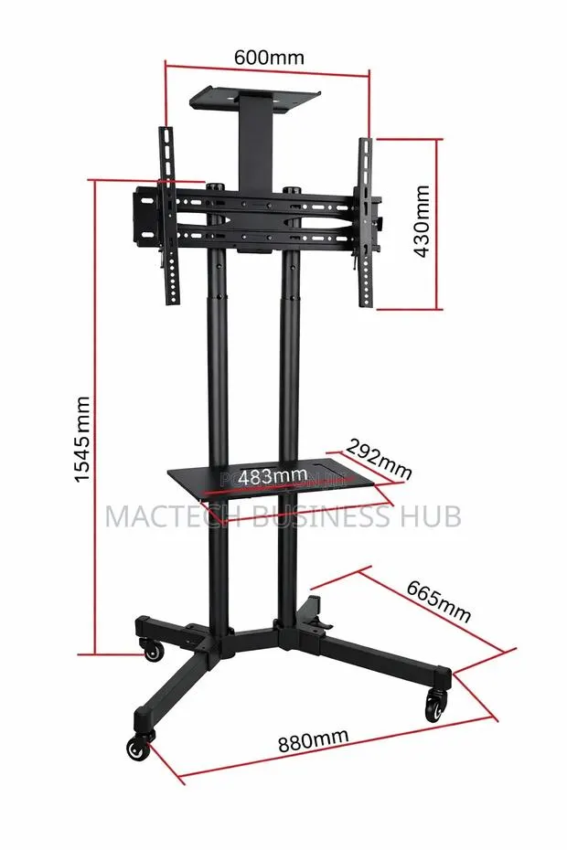 Mobile Tv Stand – Adjustable Height, 32"–70" Tvs · Photo 1