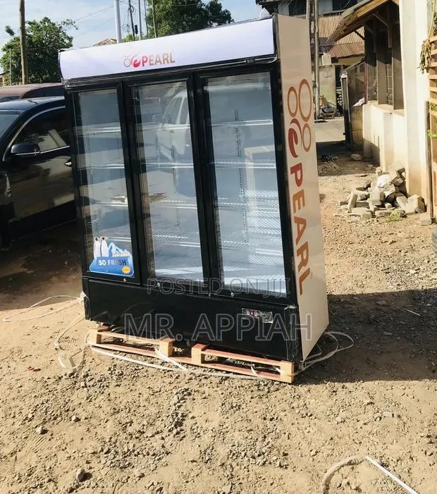 Durable Pearl PVC-150 Three Door Electric Beverage Cooler. · Photo 1