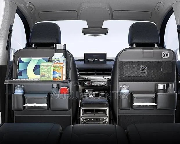 Car Backseat Organizer Leather With Foldable Tray · Photo 1