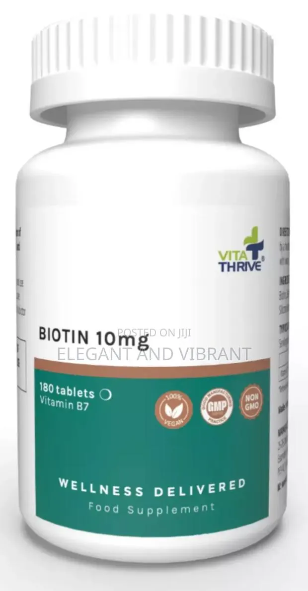 Biotin 10mg (Vitamin B7 10000mcg) Tablets - 180 Count · Photo 1