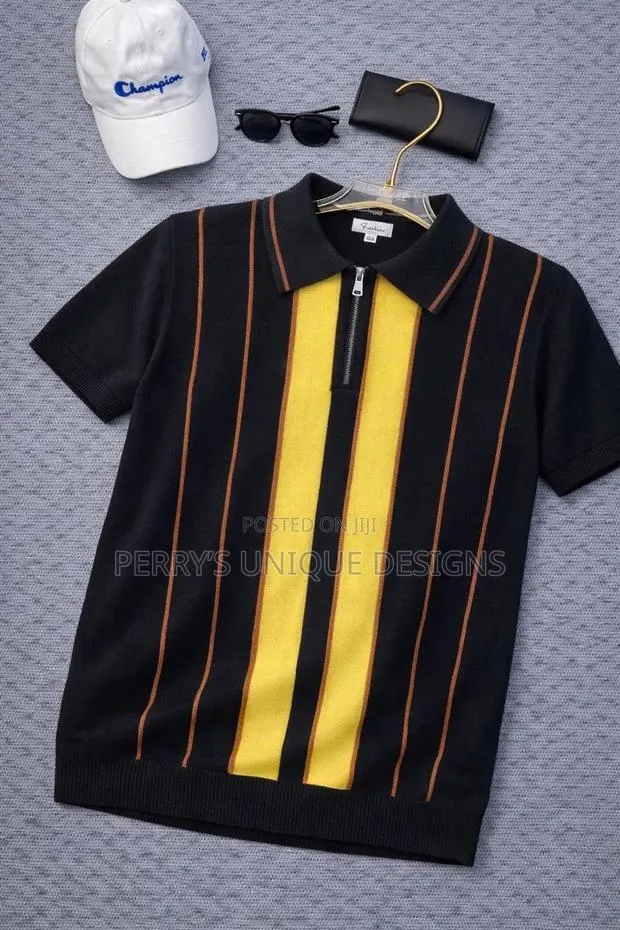 Midnight Elite Zip Polo – Signature Stripe Edition · Photo 1
