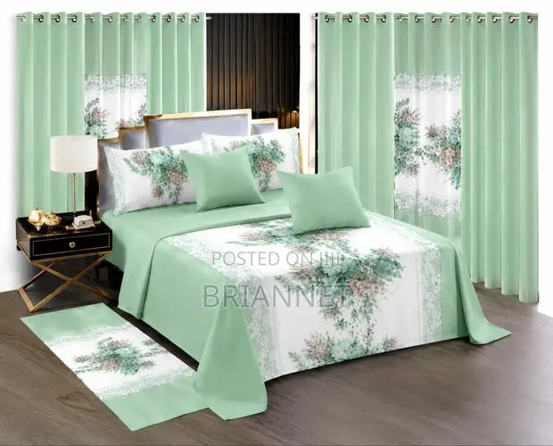 13-in-1 Floral Bedding Lightweight Flat Sheets Curtains Pillow Carpet · Photo 1