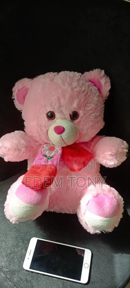 A Fluffy Pink Teddy Bear With Dimensions: 43 by 31cm · Photo 1