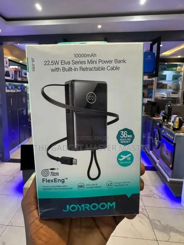 Joyroom JR-PR1 10000mAh 22.5W Power Bank With Retractable Cable