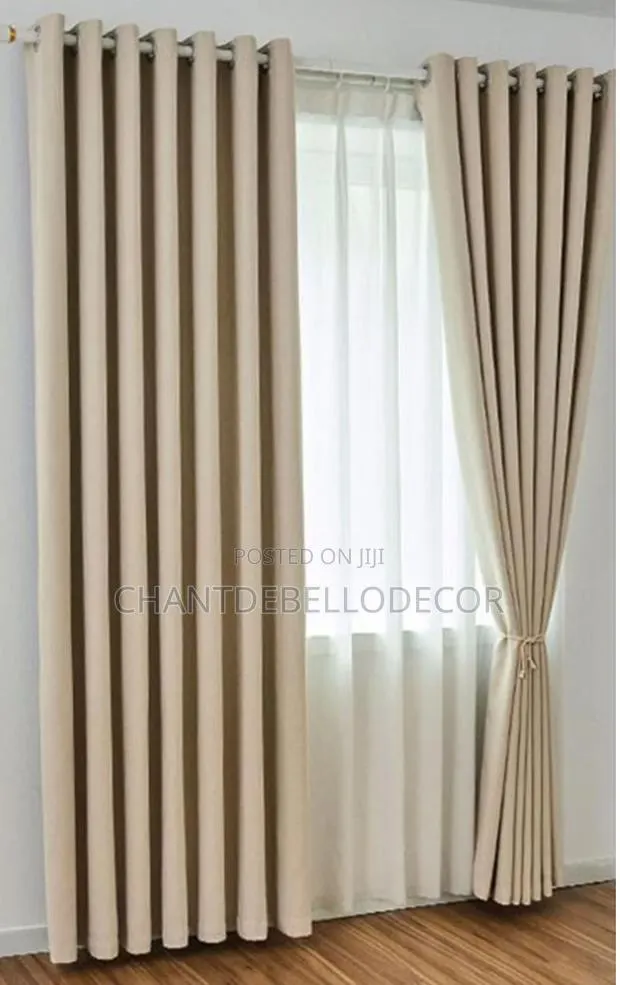 Amazing Pair of Blackout Curtains With White Transparent Voile Set · Photo 1