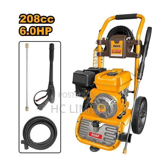Ingco 212cc 6.0hp Gasoline Pressure Washer 1 Pcs 7.6m Hose- Ghpw2003 · Photo 1